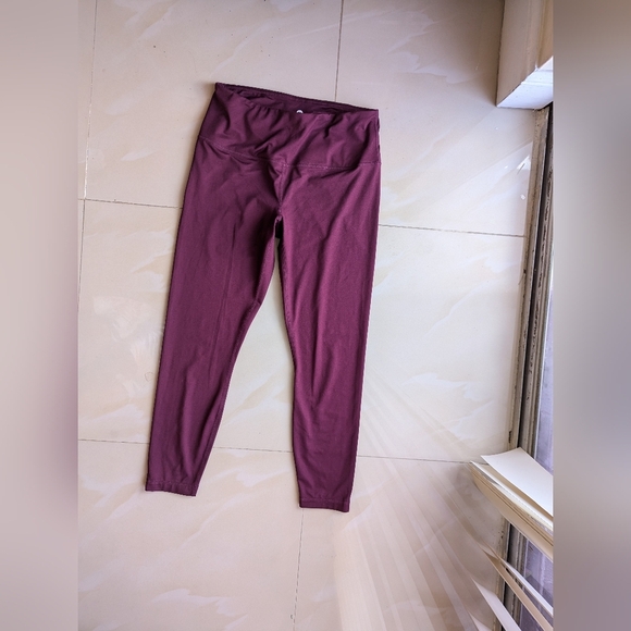 Velocity Womens activewear leggings ankle polyester spandex red wine lightweight - Picture 6 of 13